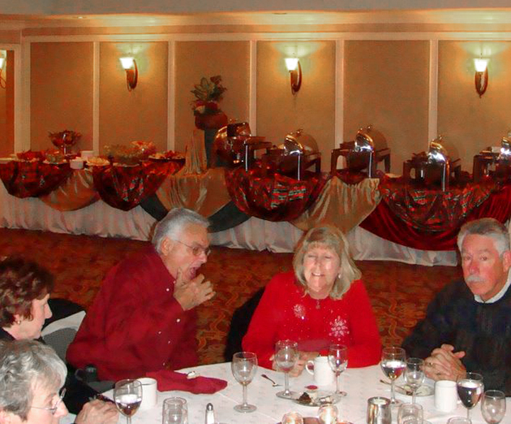 Clarice &  Bob Hurst and Lynn &  Sandy Mayer. No, Bob is not gagging....he is just making a point
